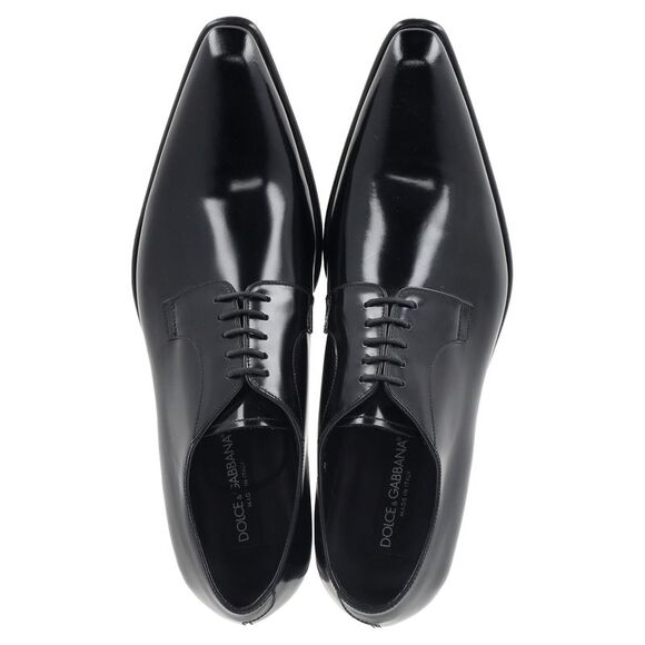 Dolce & Gabbana Lace-Up Almond-Toe Derby Shoes in Black Patent Leather